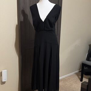 Topshop Black Midi Dress with V-Neck